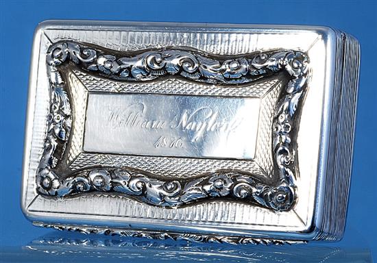 An early Victorian silver snuff box, by Francis Clark, Length 83mm Weight: 4.2oz/131grms